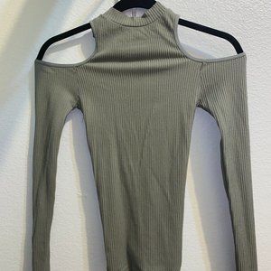 Cold Shoulder Long Sleeve Green Free People Top